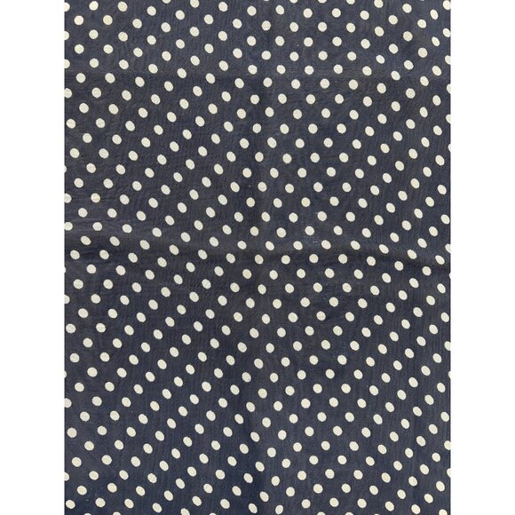 Vintage Navy Blue Polka Dot Square Scarf Satin Silk Feel Retro Accessory - Picture 2 of 4